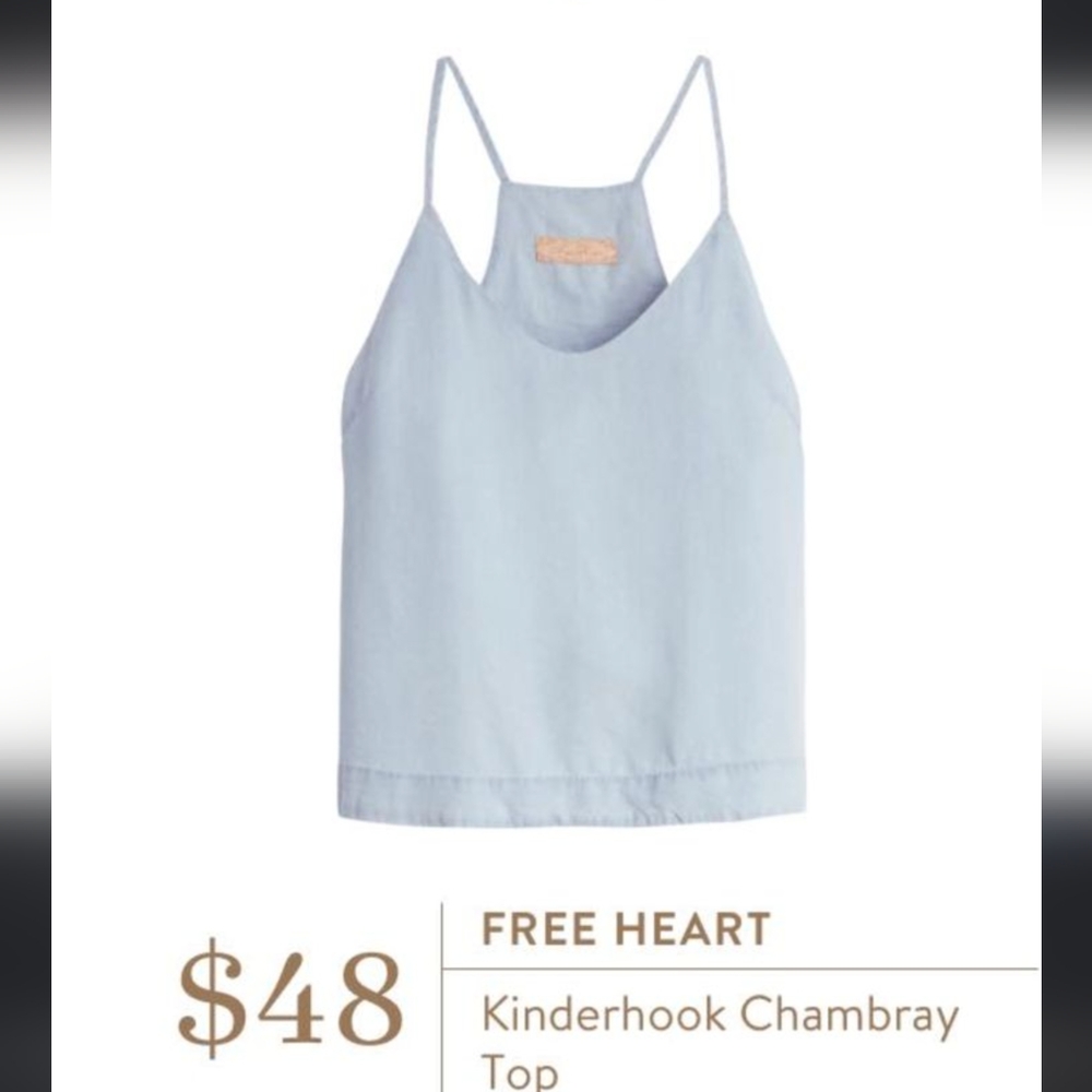 Free Heart Kinderhook Chambray Top Denim Tank Top SMALL